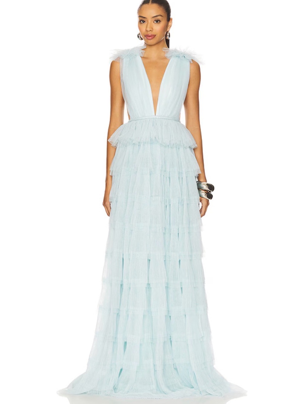NEW Sau Lee Sabrina Gown in Seafoam